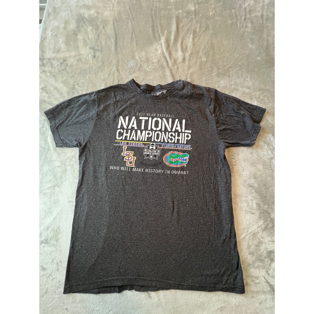 The Victory T-Shirt Mens XL Gray 2017 NCAA Baseball National Championship LSU UF